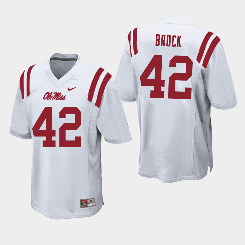 Brooks Brock Ole Miss Rebels NCAA Men's White #42 Stitched Limited College Football Jersey JMJ3358RM